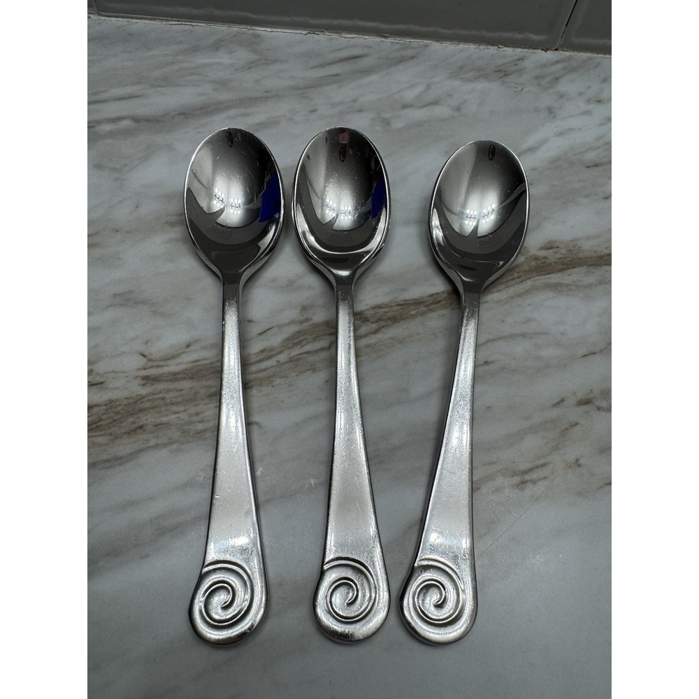 3 Robert Welch Ammonite Satin Stainless Teaspoons 6 3/8"